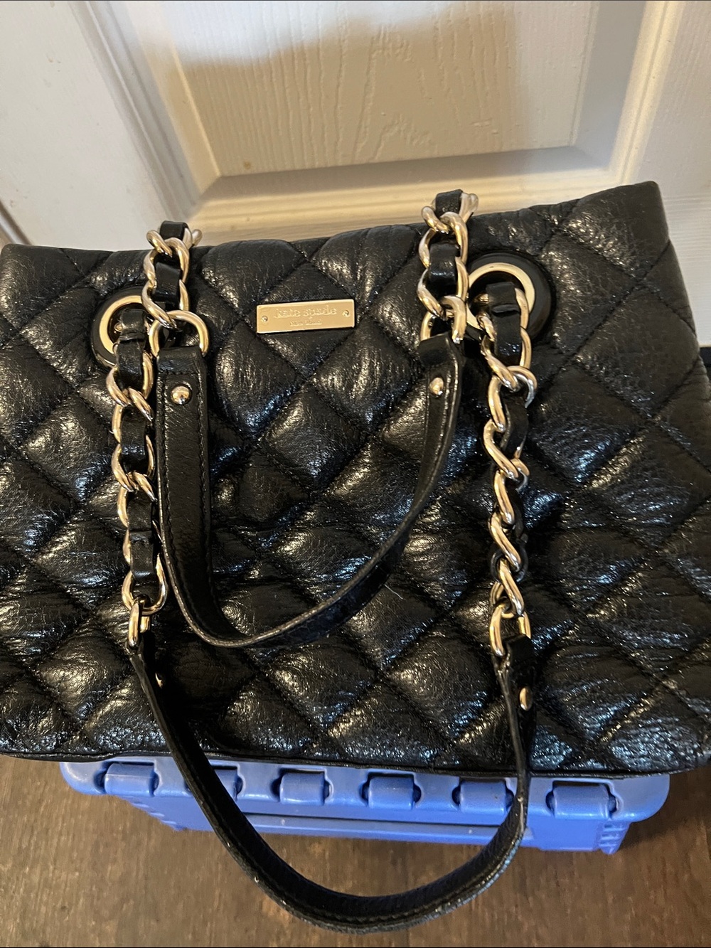 Kate spade Black Quilted Shoulder Bag with Gold Chain Straps